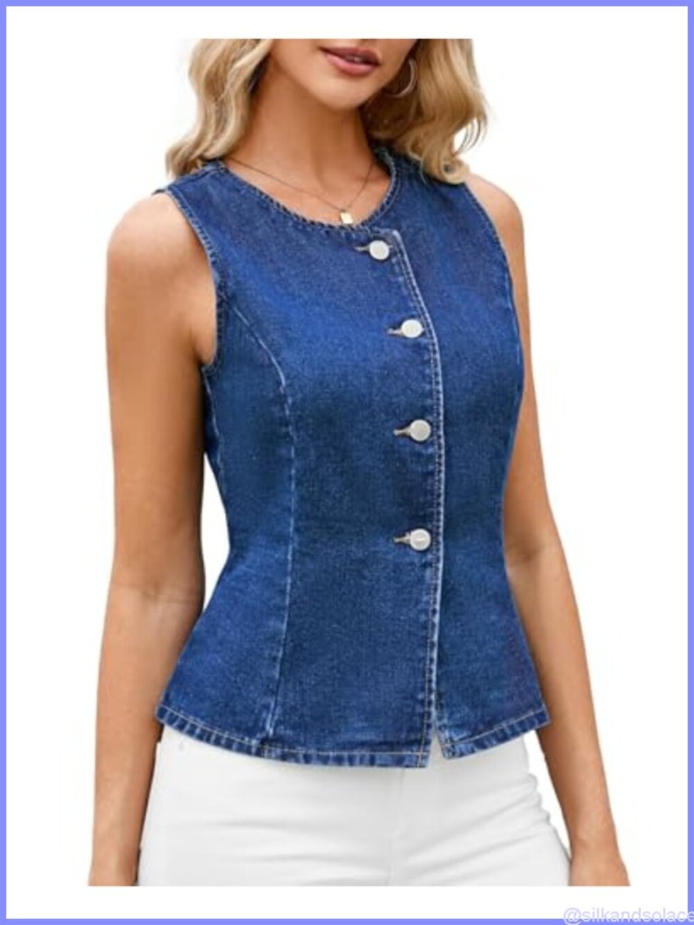 Women's Sleeveless Denim Vest Western Button Down Fitted Y2K Waistcoat